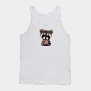 Cute Baby Raccoon Playing With Football Tank Top